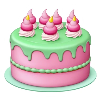 Pink cake with green cream sticker