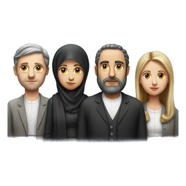 mom, dad, son and daughter of orthodox jews photorealistic serious sticker