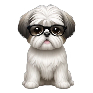 Shih Tzu blanco  con lentes negros sticker