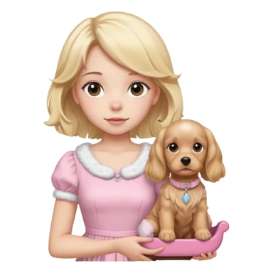Anime human girl blond cocker spaniel wearing two light pink sleighbell pop sketcha sticker