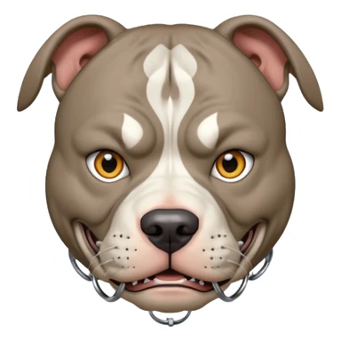 grey angry pitbull with collar and rinnegan eye sticker