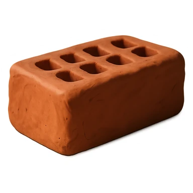 a single clay brick, realistic claymation style sticker