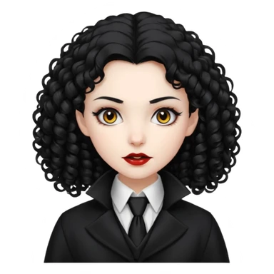 female curly  vampire with coat long collars with tie sticker