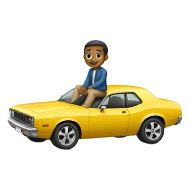 man sitting on top of car sticker