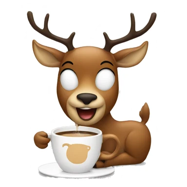 Deer drinking coffee sticker