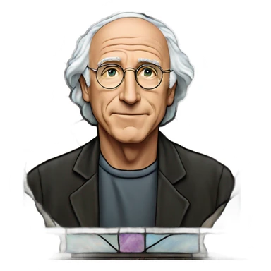 Larry David in stained glass sticker