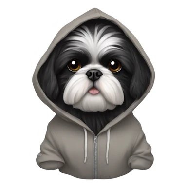 Black shih tzu in hoodie sticker