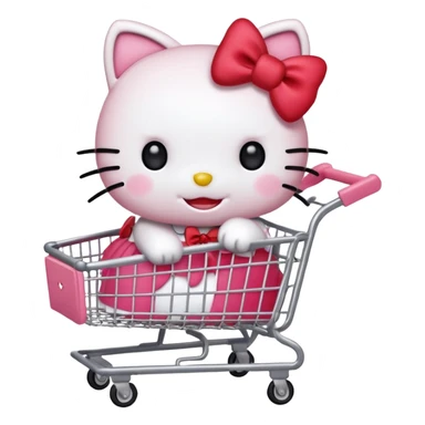 hello kitty pushing a shopping cart sticker