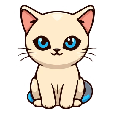 A siamese cat with blue eyes, laying down sticker