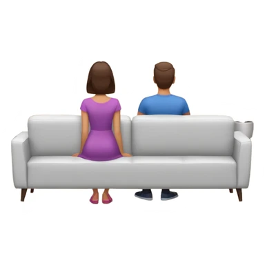 A man and a women photographed from behind, sitting on a sofa and watching the news on TV on a modern flat screen. The setting is a living room. sticker
