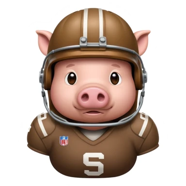american football player pig with sticker