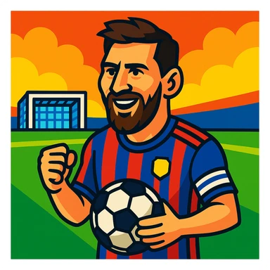 Lionel Messi, football legend, vibrant cartoon style sticker