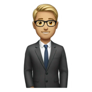 male lawyer short hair transparent glasses sticker