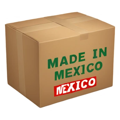 a box with "made in mexico" text sticker