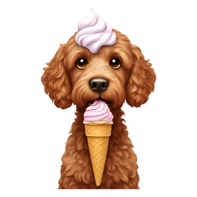 Red Labradoodle with ice cream sticker