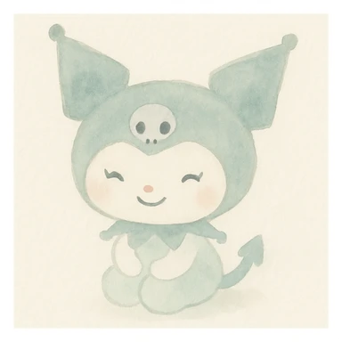 Kuromi character, soft colors, gentle smile sticker
