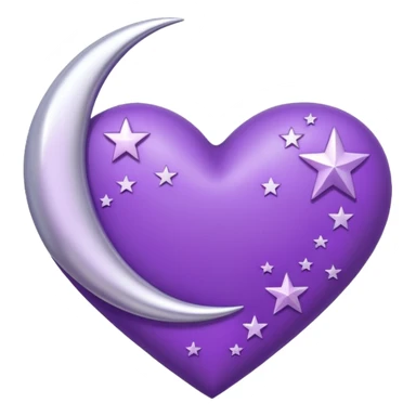 purple heart with a moon and stars sticker