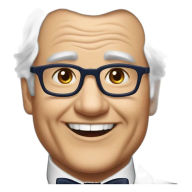 jenkins-a-gray-haired-balding-elder-butler-wearning-navy-blue-dinner-jacket-with-red-bow-tie-smiling-without-glasses sticker