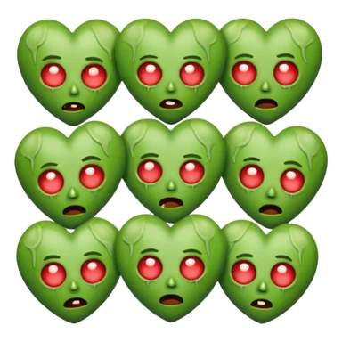 Zombies made out of heart emojies fighting with green skin sticker