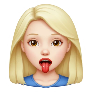 A girl biting her under lip sticker