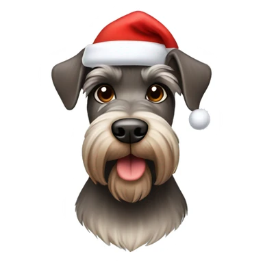 Brown Schnauzer in a Santa hat sticker