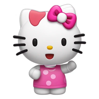 hello kitty saltando en una pata y con una mano en la cabeza sticker