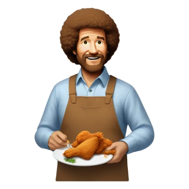 Bob Ross eating a piece of fried chicken sticker
