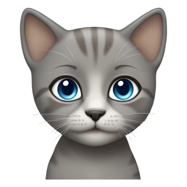 blue eyes grey kitten, brown short hair woman sticker