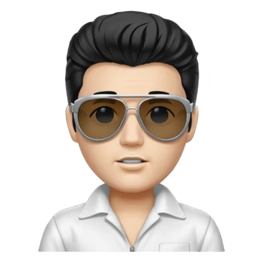 A boy with an Elvis Presley mask with sunglasses (with total black lenses)dressed as Elvis Presley (white dress) sticker