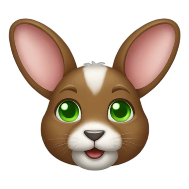 brown rabbit with green eyes  sticker