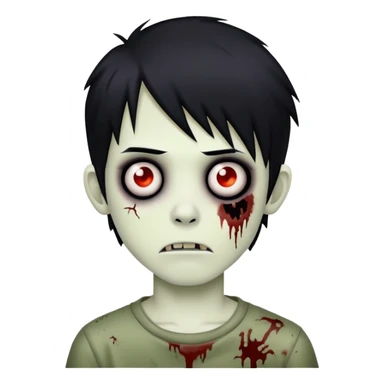 boy zombie with black hair, emo style sticker