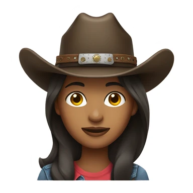 woman long dark brown hair wearing cowboy hat sticker
