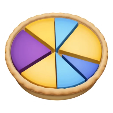 A pie chart with purple, yellow and blue colors only, with only 3  slices similar to this but with the colors I mentioned  sticker