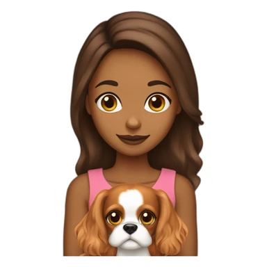 girl holding a cavalier king charles spaniel  sticker