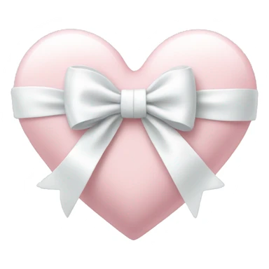 Pale pink heart with white ribbon bow sticker
