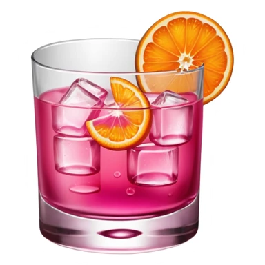 Pink drink in a whiskey glass ONE small single orange slice sticker