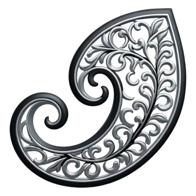 Black and silver filigree page divider, 3D, extremely detailed design sticker