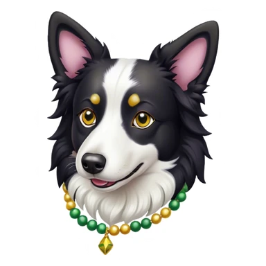 Black white border collie Mardi grass sticker