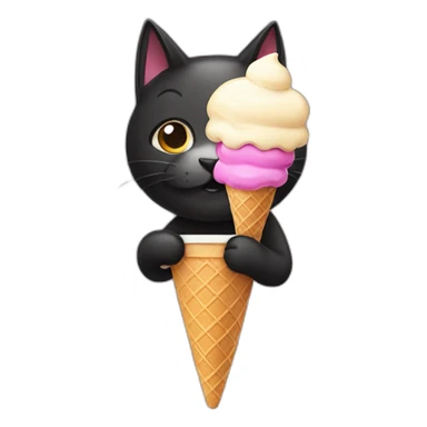 black cat eating ice cream sticker