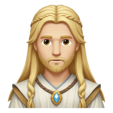 Baldr, The White God from Norse Mythology with long  golden blonde hair, white outfit sticker
