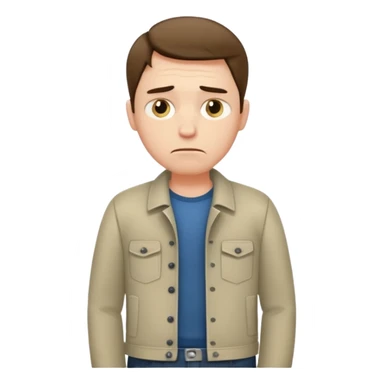 A sad man turns his pockets inside out and looks sadly at the camera sticker