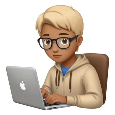 a student working in a laptop sticker