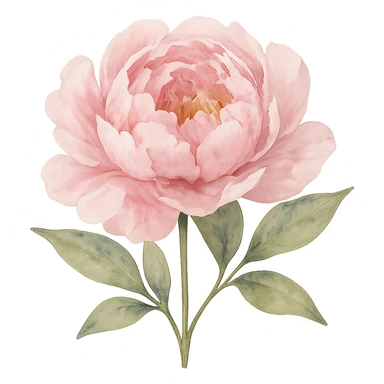 realistic watercolor style peony flower sticker