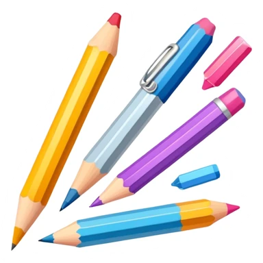 Illustration drawing icon, detailed linework, vibrant colors, artistic tools like pencils and brushes, clean lines, minimalistic design, transparent background. sticker