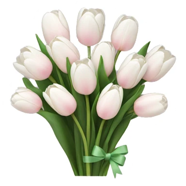White tulips bouquet with light pink bow  sticker