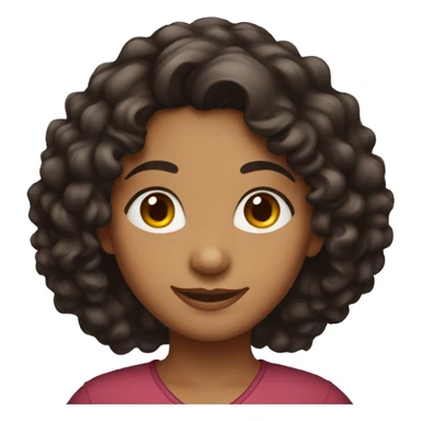 indian girl with dark brown curly hair standing and smiling sticker
