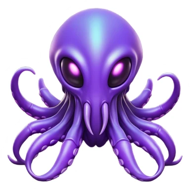 Clash of Clans aesthetic: Cinematic Playful Zerg Alien Emoji, rendered in a 3D vector-style similar to standard emojis with minimal shading and bold, simplified shapes. A compact, isometric, otherworldly creature with insectoid, organic details and subtle, eerie tentacles, softly glowing with a sinister alien charm. Simplified yet unmistakably iconic, highly detailed and consistent, glowing with a soft, spectral radiance and high shine. Stylized with a touch of bio-engineered mischief and a soft glowing outline, capturing the essence of a fearsome extraterrestrial menace with a playful twist! sticker