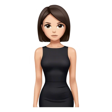Victoria Beckham with dark brown hair in a short bob cut wearing a black bodycon dress sticker