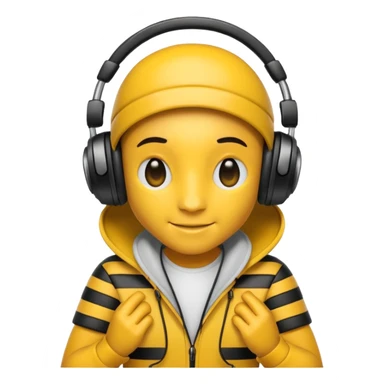 DJ bee with headphones sticker