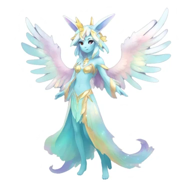 Anthro Sona Colorful Ethereal Pretty see Godly Celestial Shiny Fakemon Full Body sticker